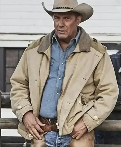 Yellowstone S03 John Dutton Beige Leather Jacket