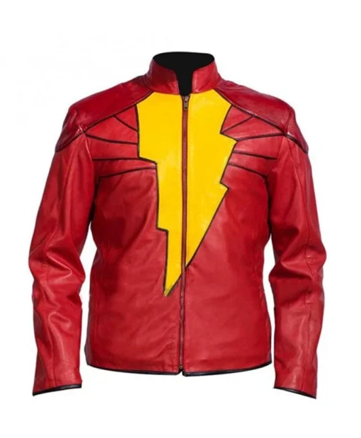 Zachary Levi Shazam Billy Batson Costume Leather Jacket