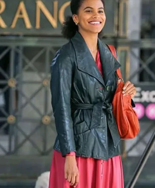 Zazie Beetz Joker Sophie Dumond Black Leather Coat