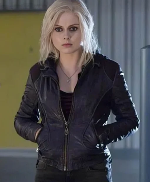 iZombie Olivia Moore Navy Blue Biker Leather Jacket