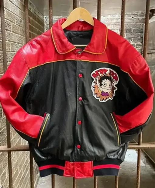 90s Betty Boop Red And Black Leather Jacket