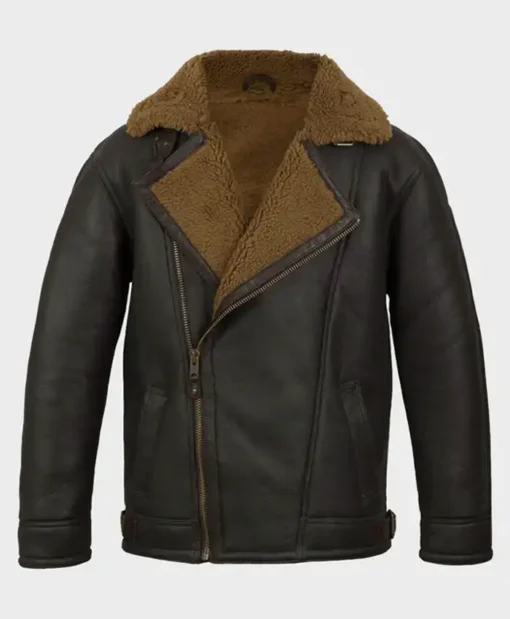 B-3 Anderson Black Sheepskin Shearling Leather Jacket