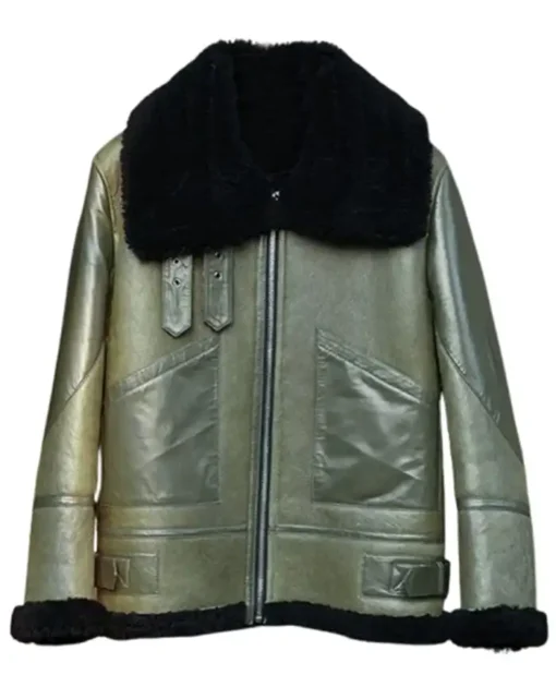 B-3 Aviator Dark Green Shearling Jacket