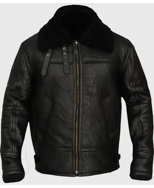 B-3 Aviator Shearling Sheepskin Black Jacket