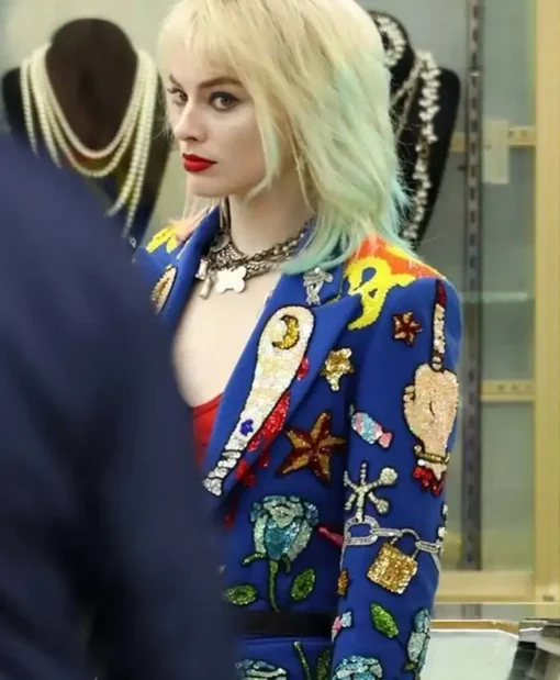 Birds Of Prey Harley Quinn Blue Cotton Blazer