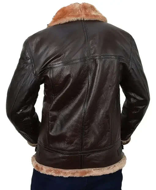 Buy B-3 Brown Pilot Bomber Shearling Fur Leather Jacket For Men And Women