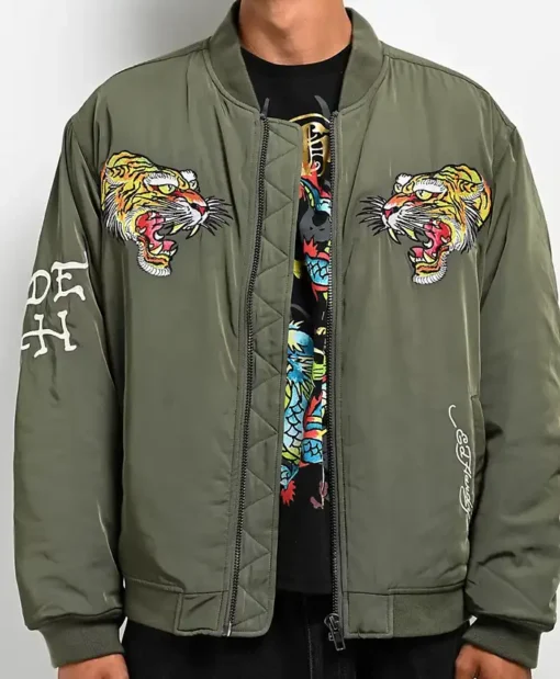 NYC Skull Green Bomber Jacket