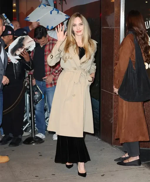 New York City Oscar Event Angelina Jolie Beige Trench Coat For Unisex