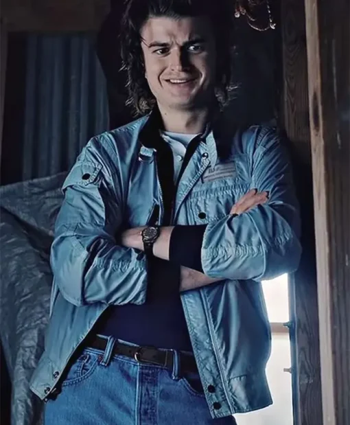 Steve Harrington TV Series Stranger Things Joe Keery Blue Bomber Cotton Polyester Jacket