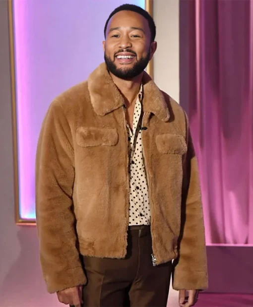 The Jennifer Hudson Show S03 John Legend Brown Fur Jacket