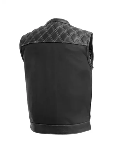 Buy Downside Black Motorcycle Leather Vest For Men And Women