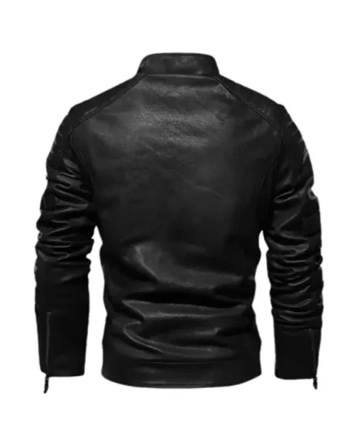 Buy Motorcycle Casual Windbreaker Slimfit Black Leather Jacket For Men And Women