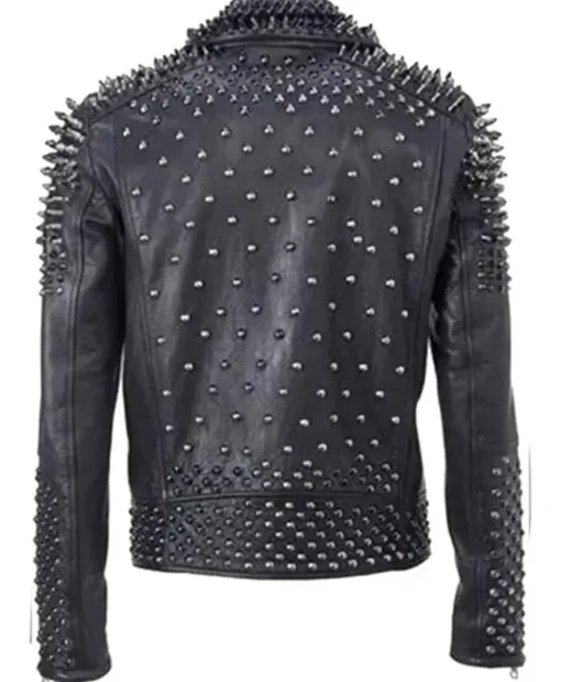 Buy Now Black Punk Biker Leather Spikes Studs Jacket For Men And Women