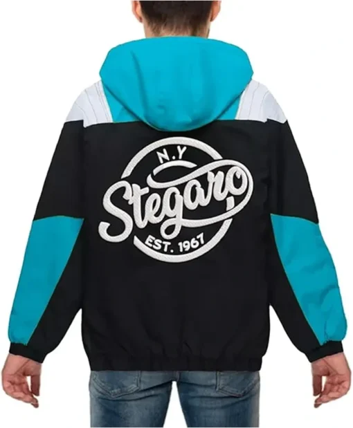 Buy Now Stegaro Light Blue And Black Half Zipper Hooded Jacket For Unisex