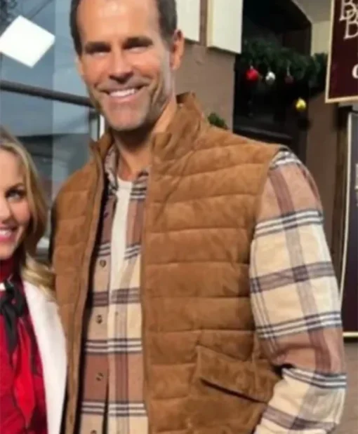 Buy Sam TV-Movie Home Sweet Christmas 2024 Cameron Mathison Brown Leather Vest For Unisex