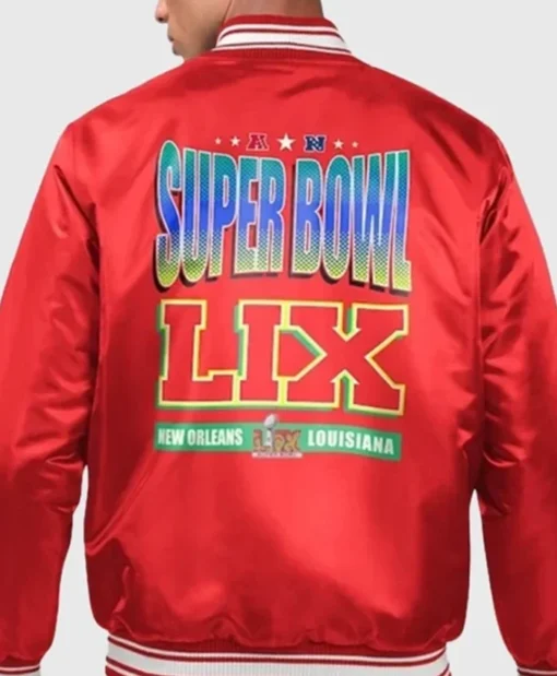 Buy Super Bowl LIX 2025 Starter Red Letterman Varsity Jacket For Men And Women