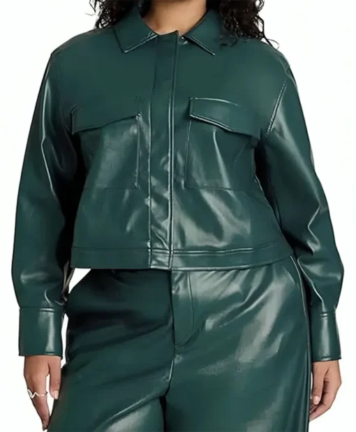 Buy TV-Series The Voice Season 26 Shye Green Cropped PU Leather Jacket For Unisex