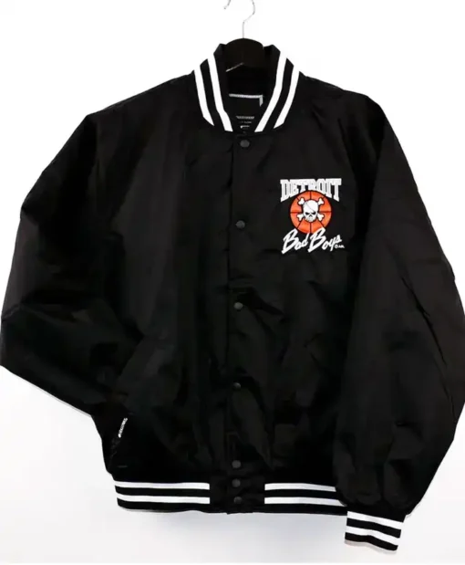 Detroit Bad Boys Coaches Striped Black Varsity Jacket