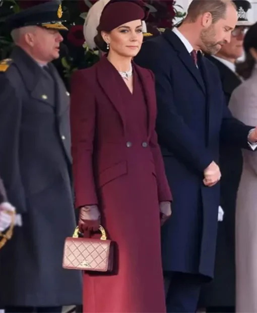 Kate Middleton Alexander McQueen Burgundy Long Coat