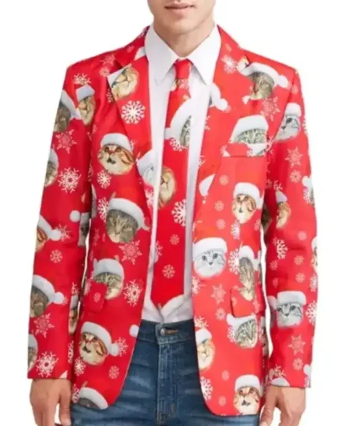 Men Christmas Different Cat Blazer