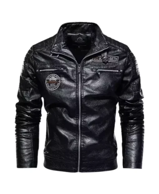 Men Motorcycle Windbreaker Slimfit Black Jacket