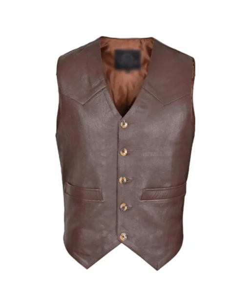 Men's Brown Premium Leather Vest