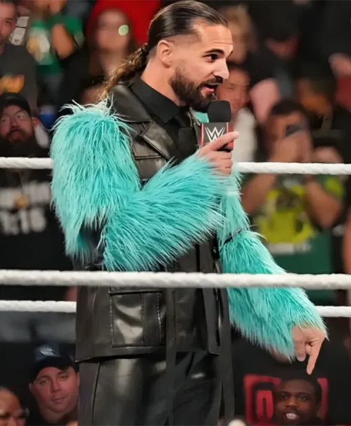 Monday Night RAW Seth Rollins Black Leather Jacket