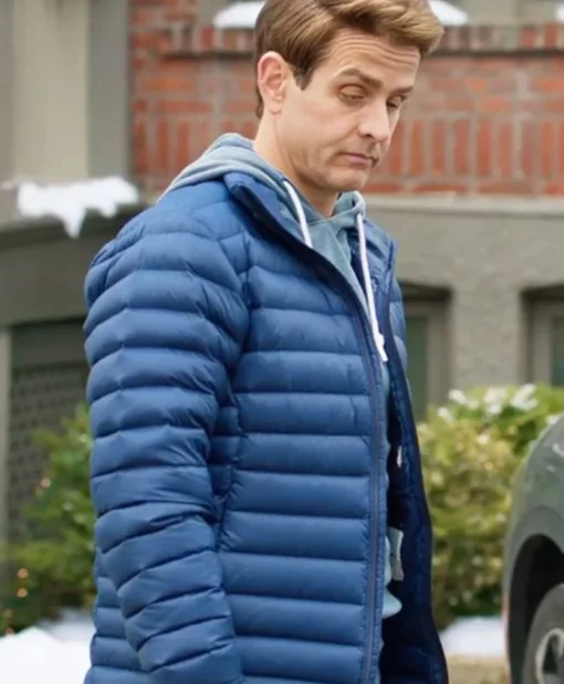 Shop Joey McIntyre Movie Jingle Bell Love 2024 Jack Cooper Blue Puffer Jacket For Unisex