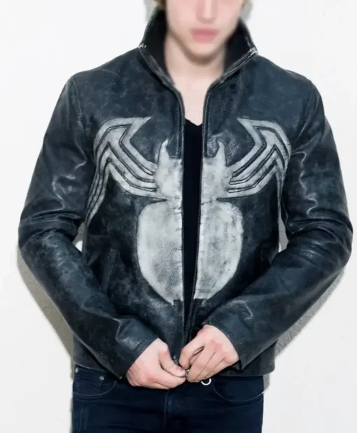 Spiderman Venom Mens Black Leather Jacket