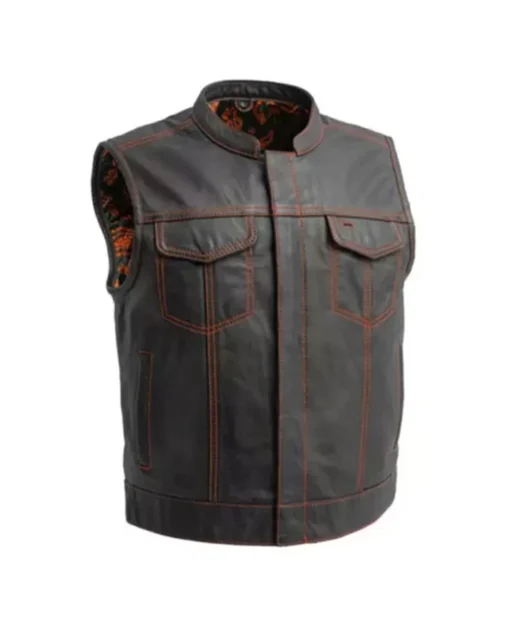 The Club Cut Motorcycle Black Leather Vest