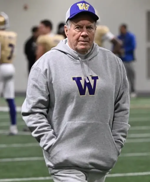 Washington Huskies Bill Belichick Pullover Grey Hoodie