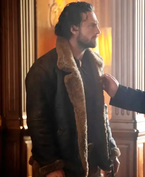 Aaron Taylor-Johnson Kraven the Hunter Brown Shearling Jacket