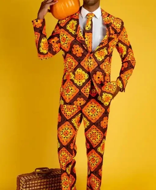 All Over Printed Orange Thanksgiving Suit