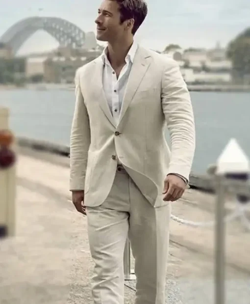 Anyone But You 2023 Glen Powell White Suit