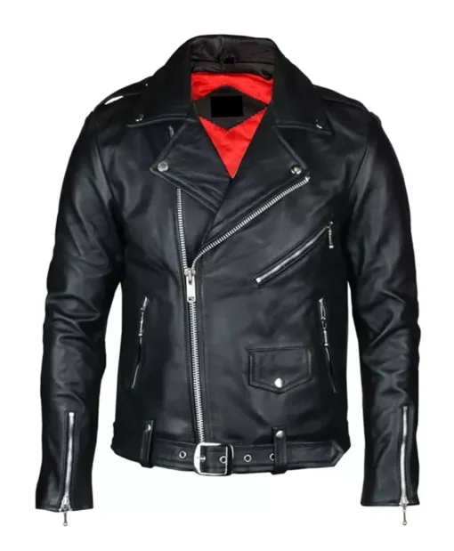 Black Genuine Leather Biker Jacket