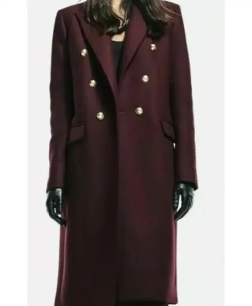 Buy Genie Francis TV Series General Hospital 2024 Laura Collins Maroon Wool Long Coat