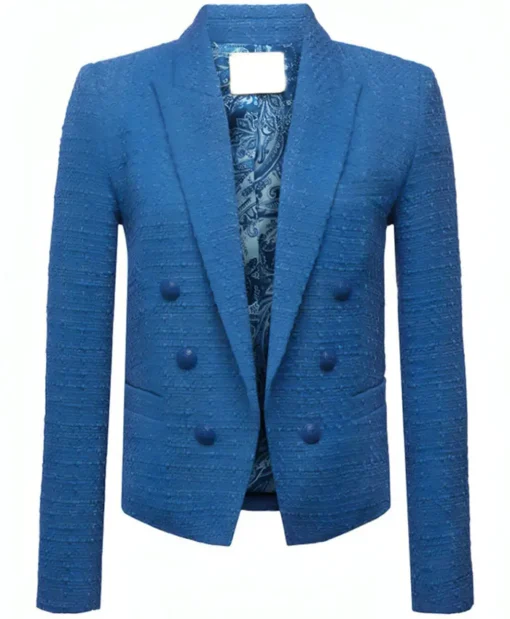 Buy Muriel Landon TV-Series Brilliant Minds Season 01 Donna Murphy Blue Textured Blazer For Unisex