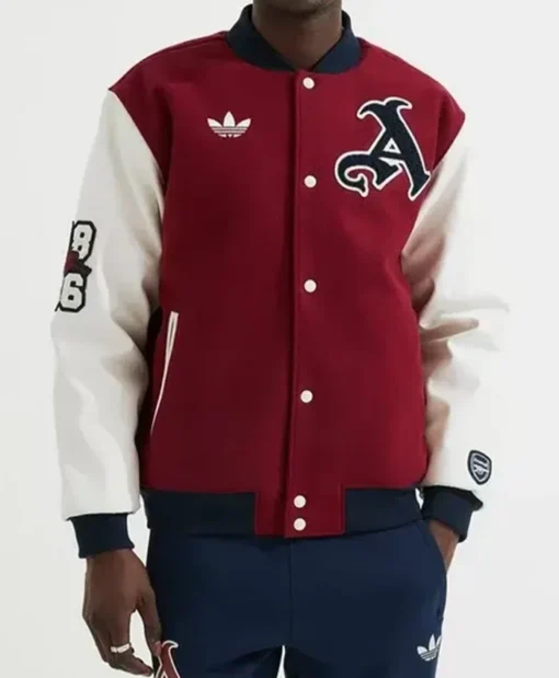 Buy Now Arsenal Maroon And White Letterman Varsity Jacket For Men And Women