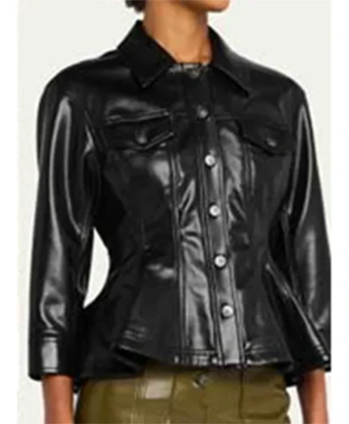 Buy Now Kirsten Storms TV-Series General Hospital 2024 Maxie Jones Peplum Black Leather Jacket For Unisex