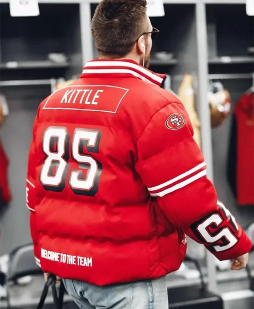 Buy Now OFF-Season Kristin Juszczyk 49ers Red Puffer Jacket For Unisex