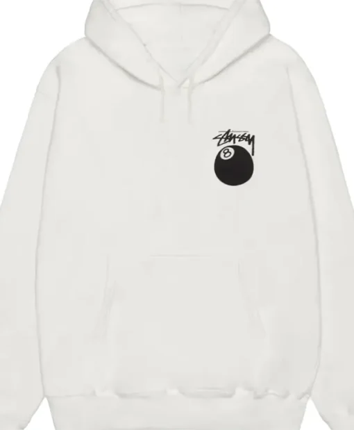 Buy Now Stussy 8 Ball Pullover White Fleece Hoodie For Men And Women