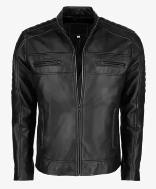 Cafe Racer Black Leather Jacket