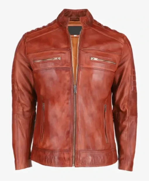 Cafe Racer Brown Leather Jacket