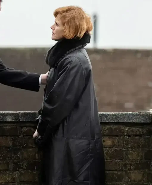 Get Now Say Nothing Maxine Peake Leather Black Coat For Sale