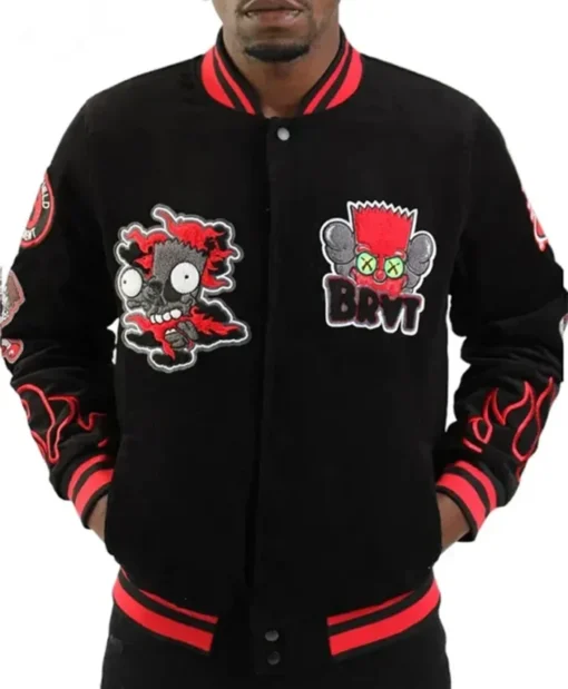 Hudson Bart Simpson Black Letterman Varsity Jacket