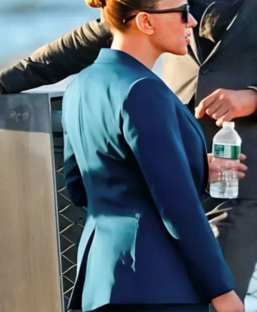 Jurassic World Rebirth 2025 Scarlett Johansson Blue Suit