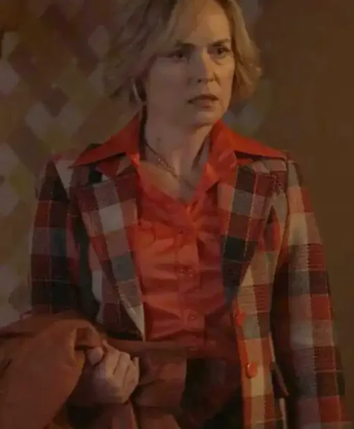 Last Days Of The Space Age Radha Mitchell Red Plaid Blazer