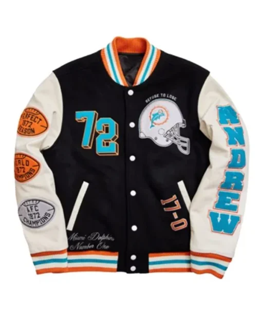 Miami Dolphins Black And White Varsity Jacket