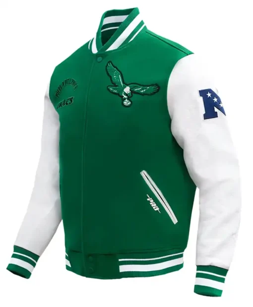 Philadelphia Eagles Green And White Letterman Varsity Jacket