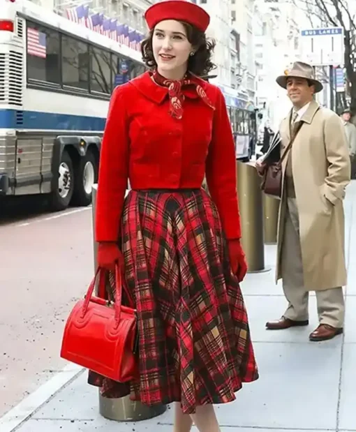 Rachel Brosnahan The Marvelous Mrs. Maisel Season 05 Miriam Maisel Cropped Red Jacket